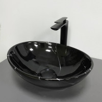 Умывальник (раковина) VBI PARMA BLACK MARMO GLOSSY накладной