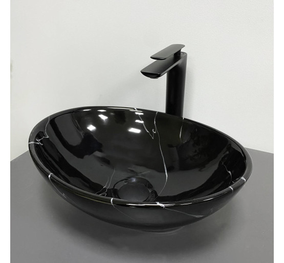 Умывальник (раковина) VBI PARMA BLACK MARMO GLOSSY накладной