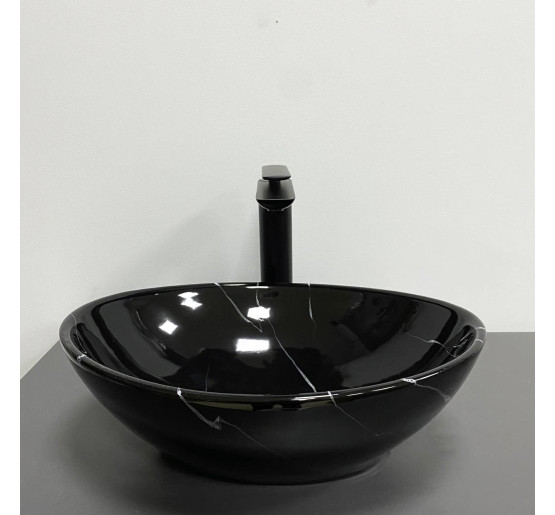 Умывальник (раковина) VBI PARMA BLACK MARMO GLOSSY накладной