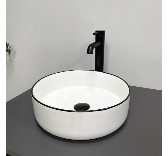 Умивальник (раковина) VBI PRATO WHITE BLACK EDGE накладний