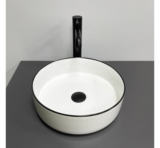 Умивальник (раковина) VBI PRATO WHITE BLACK EDGE накладний