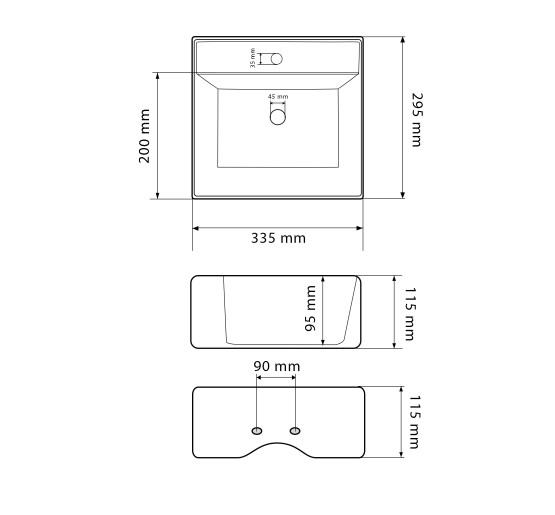 Умывальник (раковина) VBI KOMO WHITE накладной подвесной