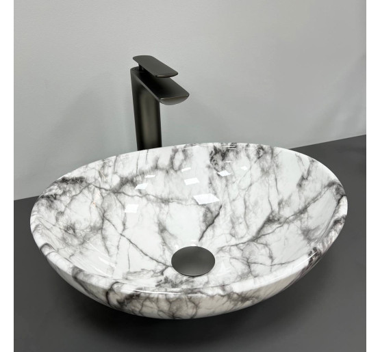 Умывальник (раковина) VBI PARMA STATUARIO GREY VEINS GLOSSY накладной