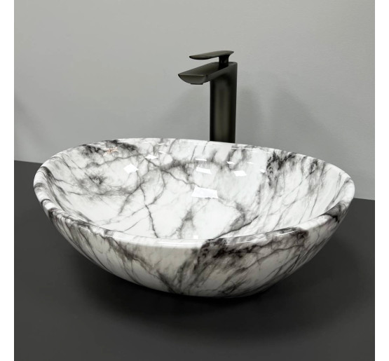 Умывальник (раковина) VBI PARMA STATUARIO GREY VEINS GLOSSY накладной