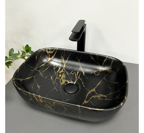 Умивальник (раковина) VBI RAVENNA MARBLE BLACK MATT накладний