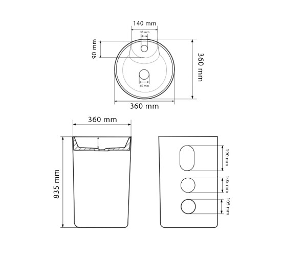 Умивальник (раковина) VBI VINICI WHITE підлоговий