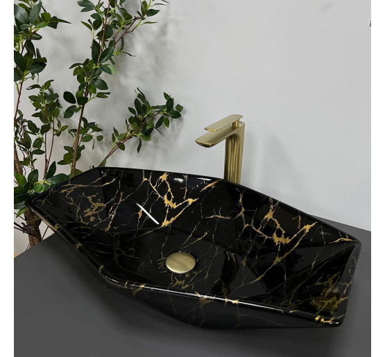 Умивальник (раковина) VBI VENEZIA MARBLE BLACK GLOSSY накладний