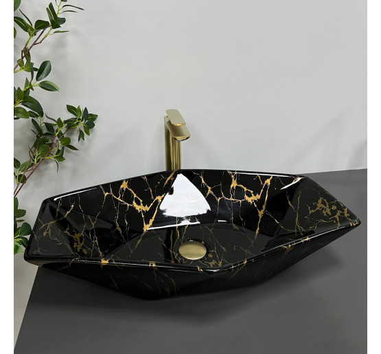 Умивальник (раковина) VBI VENEZIA MARBLE BLACK GLOSSY накладний