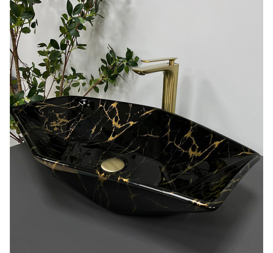 Умивальник (раковина) VBI VENEZIA MARBLE BLACK GLOSSY накладний