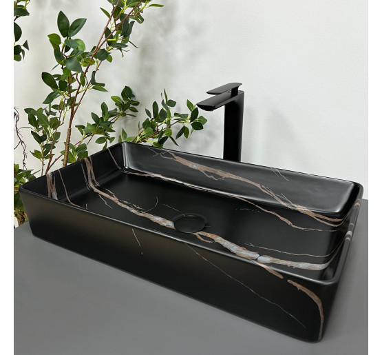 Умивальник (раковина) VBI TRIEST BLACK STONE MATT накладний