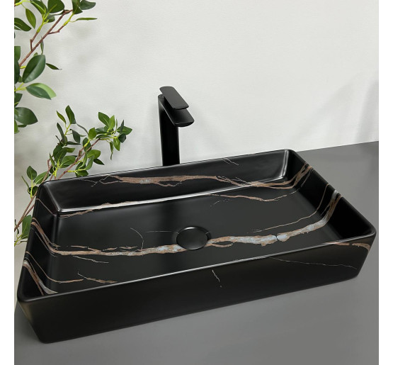 Умивальник (раковина) VBI TRIEST BLACK STONE MATT накладний