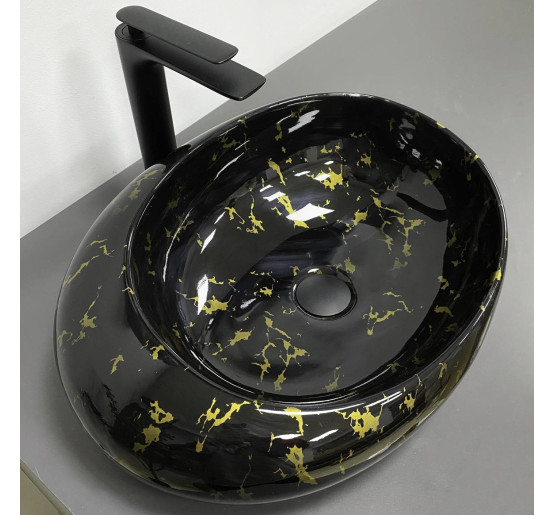 Умывальник (раковина) VBI RICCIA BLACK MARMO GLOSSY накладной