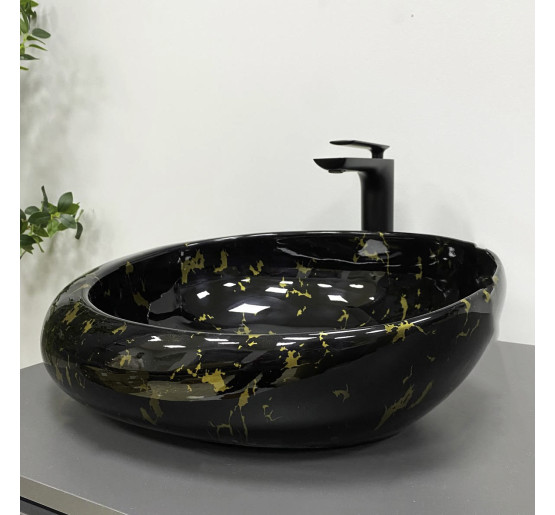 Умывальник (раковина) VBI RICCIA BLACK MARMO GLOSSY накладной