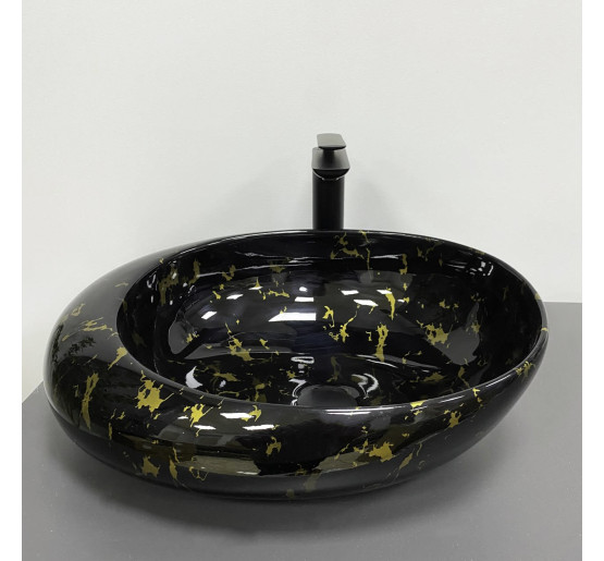 Умывальник (раковина) VBI RICCIA BLACK MARMO GLOSSY накладной