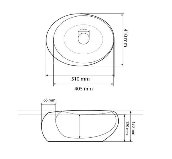Умывальник (раковина) VBI RICCIA BLACK MARMO GLOSSY накладной
