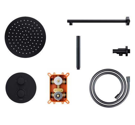 Душова система CORSAN LUGO BLACK з термостатом + BOX прихованого монтажу