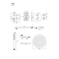 Душова система CORSAN LUGO BLACK з термостатом + BOX прихованого монтажу