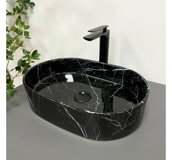 Умивальник (раковина) VBI VERONA 50 BLACK MARMO GLOSSY накладний