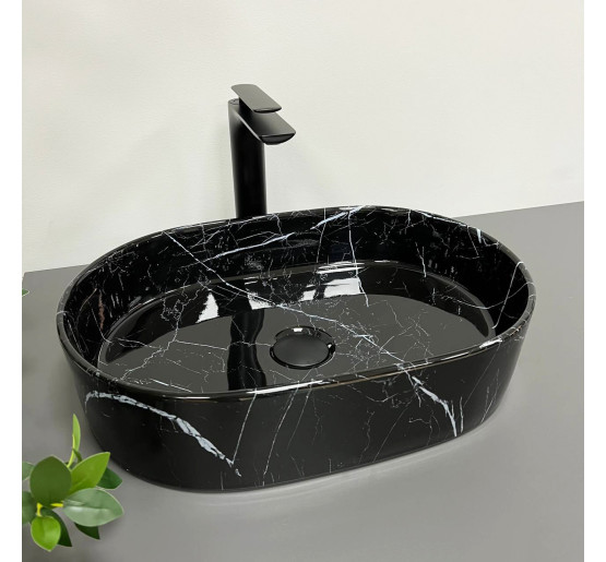 Умивальник (раковина) VBI VERONA 50 BLACK MARMO GLOSSY накладний