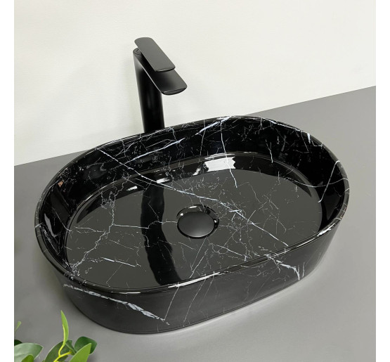 Умивальник (раковина) VBI VERONA 50 BLACK MARMO GLOSSY накладний