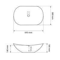 Умивальник (раковина) VBI TURIN L WHITE накладний