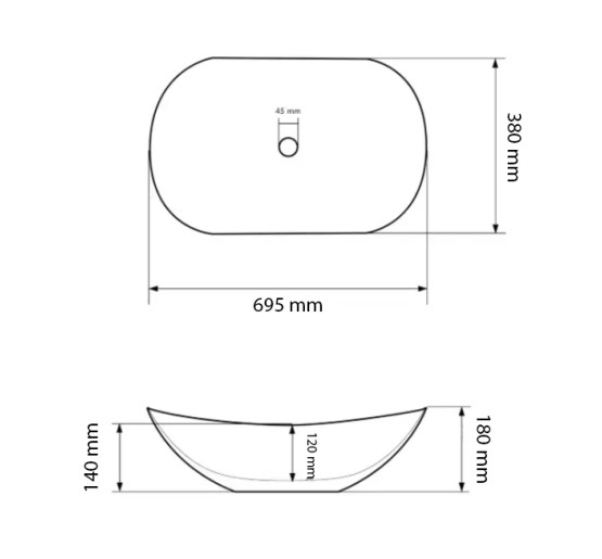 Умивальник (раковина) VBI TURIN L WHITE накладний