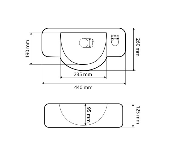 Умивальник (раковина) VBI RIMELLA WHITE накладний підвісний