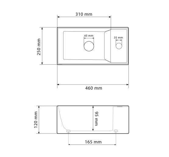 Умивальник (раковина) VBI LECCE L WHITE накладний підвісний