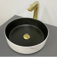 Умывальник (раковина) VBI PRATO WHITE BLACK MARBLE MATT накладной