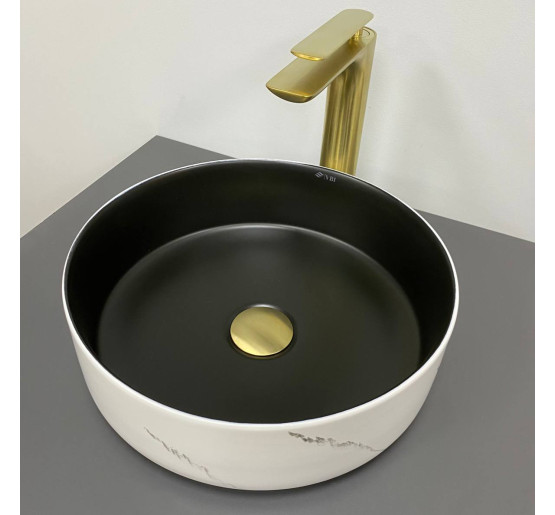 Умивальник (раковина) VBI PRATO WHITE BLACK MARBLE MATT накладний