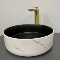 Умивальник (раковина) VBI PRATO WHITE BLACK MARBLE MATT накладний