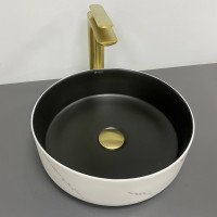 Умивальник (раковина) VBI PRATO WHITE BLACK MARBLE MATT накладний