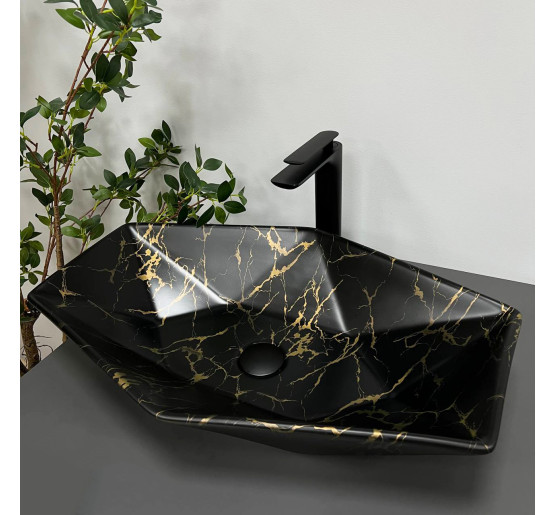 Умивальник (раковина) VBI VENEZIA MARBLE BLACK MATT накладний