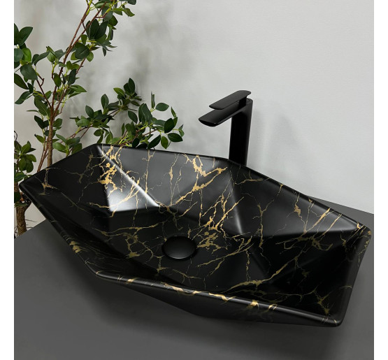 Умивальник (раковина) VBI VENEZIA MARBLE BLACK MATT накладний