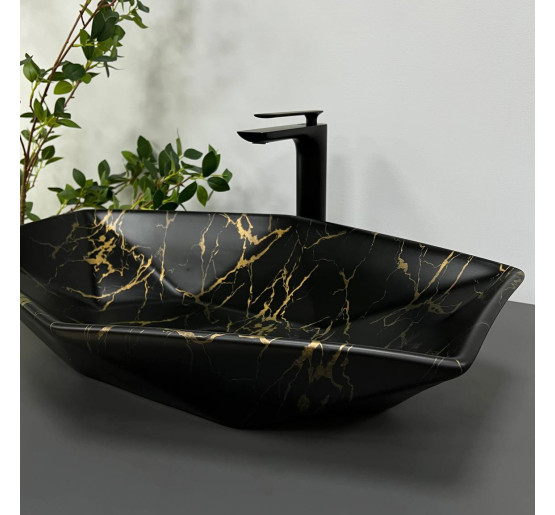 Умивальник (раковина) VBI VENEZIA MARBLE BLACK MATT накладний