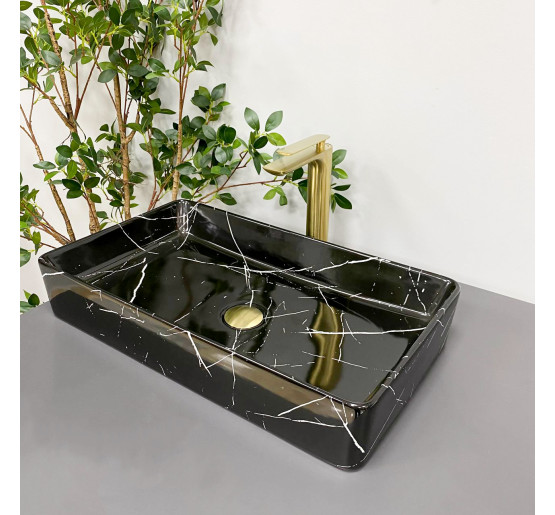 Умивальник (раковина) VBI TRIEST BLACK MARMO GLOSSY накладний