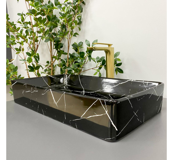 Умивальник (раковина) VBI TRIEST BLACK MARMO GLOSSY накладний