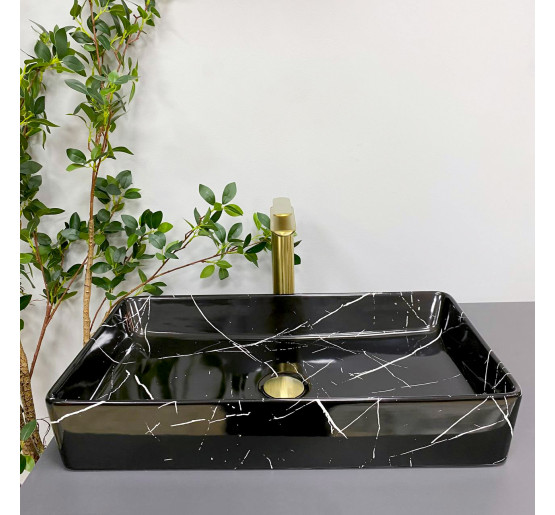 Умивальник (раковина) VBI TRIEST BLACK MARMO GLOSSY накладний