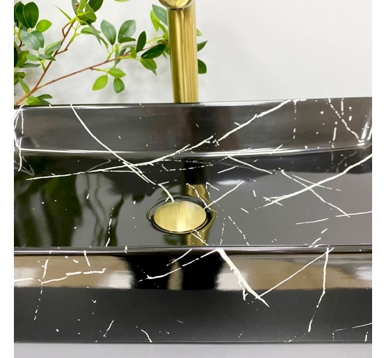 Умивальник (раковина) VBI TRIEST BLACK MARMO GLOSSY накладний