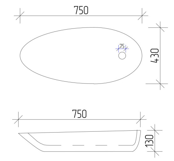 Умивальник (раковина) VBI TRENTO 75 WHITE накладний