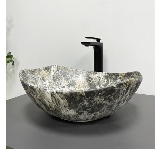 Умивальник (раковина) VBI RONTA DARK GREY STONE MATT накладний