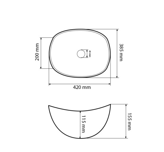 Умивальник (раковина) VBI RONTA DARK GREY STONE MATT накладний