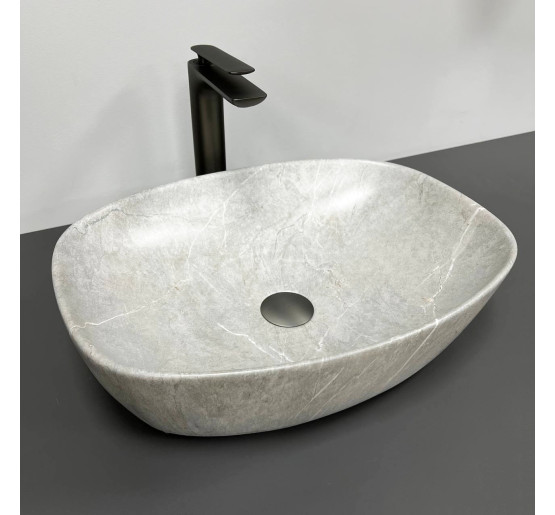 Умивальник (раковина) VBI OLBIA GREY STONE MATT накладний