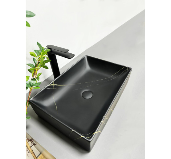 Умивальник (раковина) VBI LATINA BLACK STONE MATT накладний