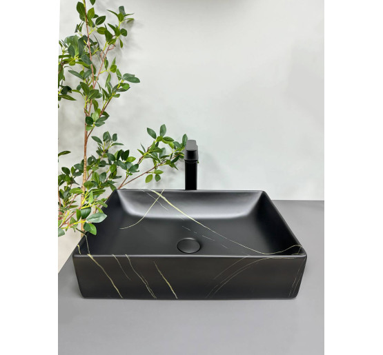Умивальник (раковина) VBI LATINA BLACK STONE MATT накладний