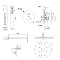 Душевая система KOHLMAN ROXIN 20 CHROME + BOX скрытого монтажа