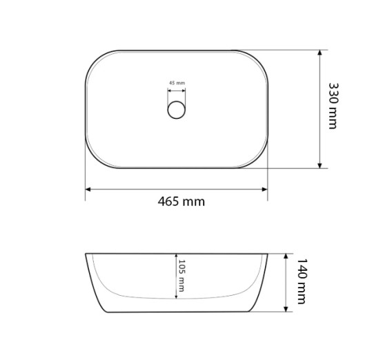 Умивальник (раковина) VBI RAVENNA SPACE GREY MATT накладний