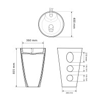 Умивальник (раковина) VBI BOLONIA BLACK MATT напольний
