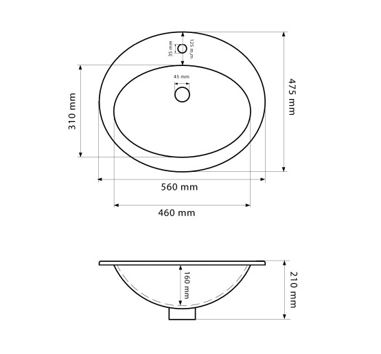 Умывальник (раковина) VBI SALERNO WHITE врезной