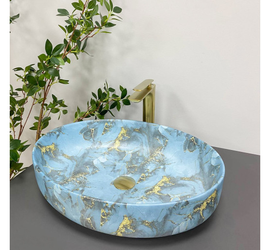Умывальник (раковина) VBI UDINE MARBLE BLUE MATT накладной
